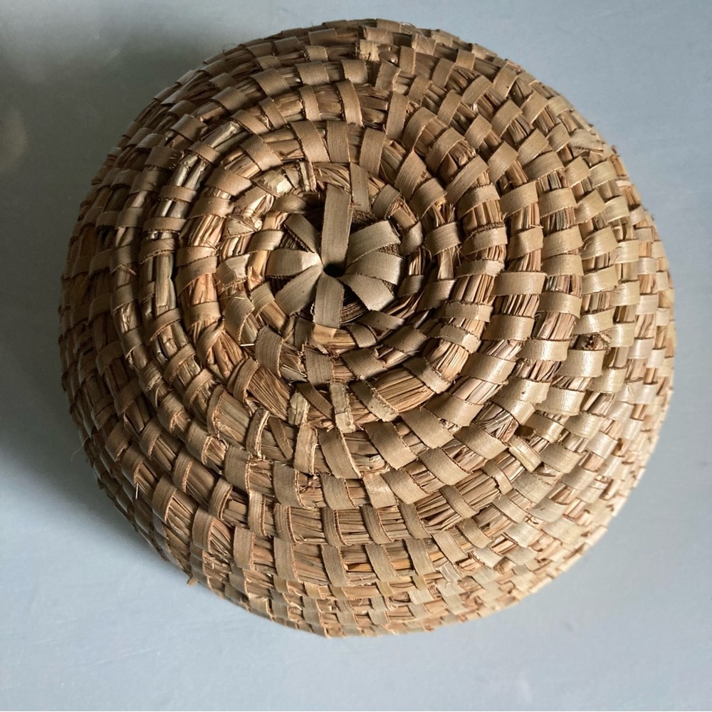 Woven Coiled Tan Natural Fiber Basket - Picture 3 of 5